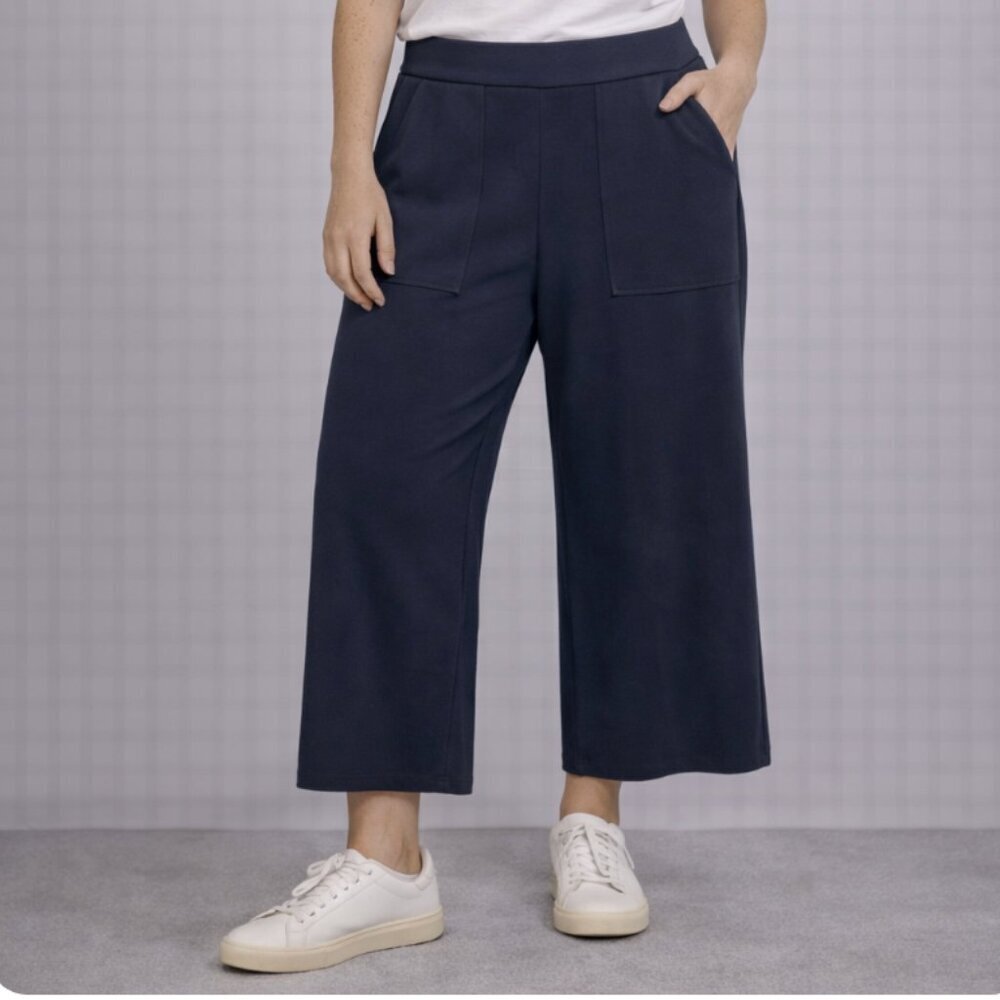 J.Crew 365 Womens Wide Leg Pants Size Small Navy Work Trousers